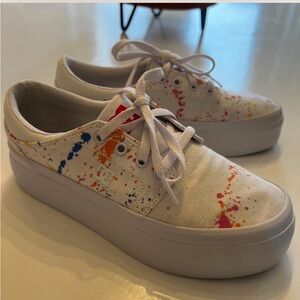 DC Womens Size 6 Sneakers White Splatter Trase Platform Shoes